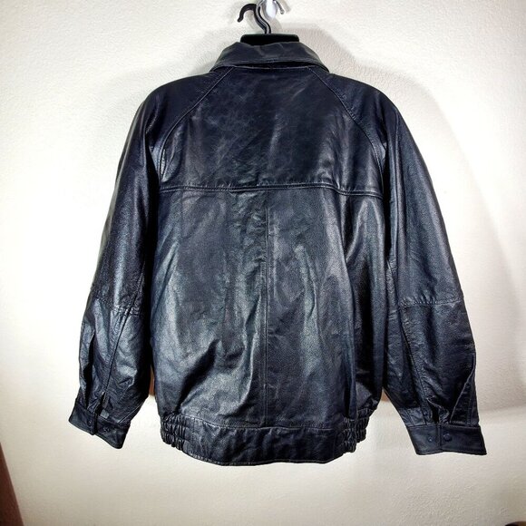 Burks Bay Mens 3XL Black Leather Jacket With NRA Embroidery Genuine Leather - Picture 3 of 11